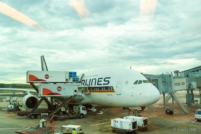 SQ SIN CAN Economy Class A parked SQ A380