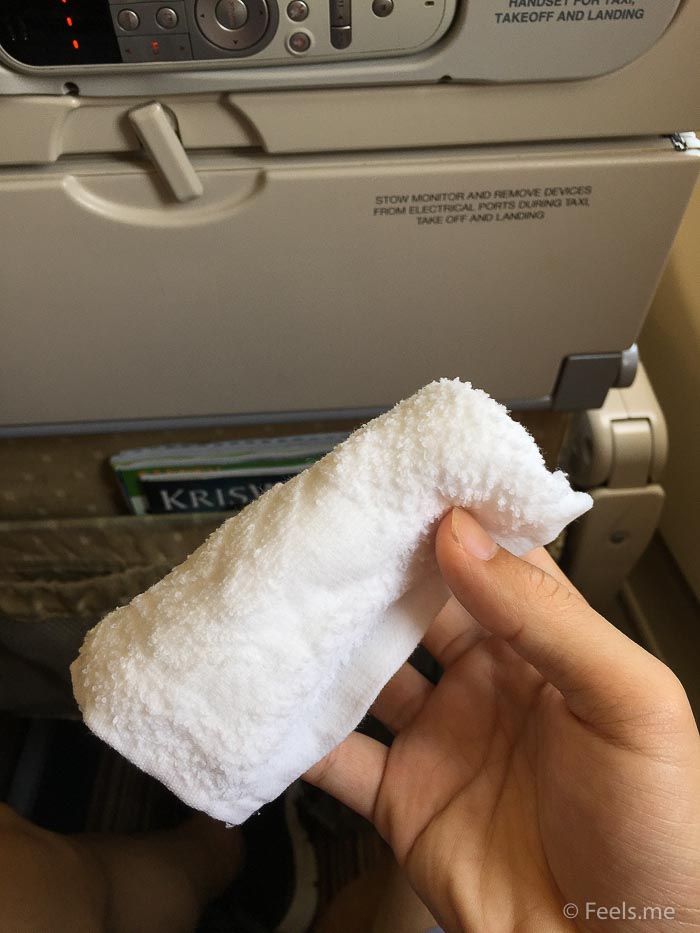 SQ SIN CAN Economy Class Pre departure hot towel